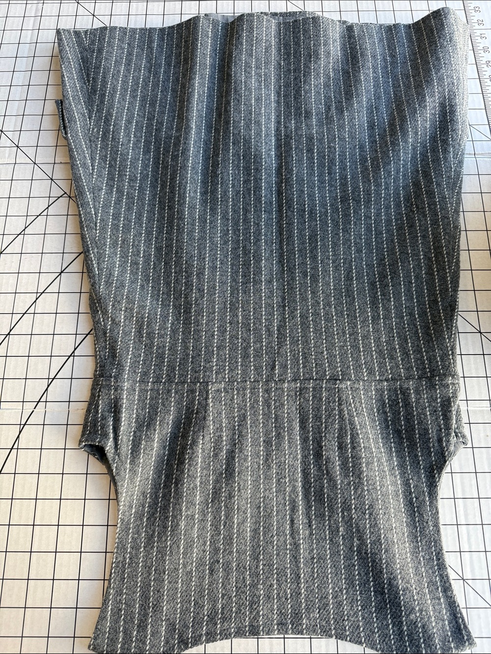 Gray Wool Pinstripe Jumper Tunic Pinafore Thistle Buttons Lined A-Line XS S - Picture 15 of 16